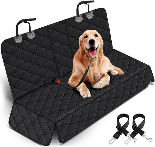 Dog Car Seat Cover - Waterproof Back Seat Protector for Pets, Non-Slip Design Fits Most Cars, Trucks, and SUVs - Black