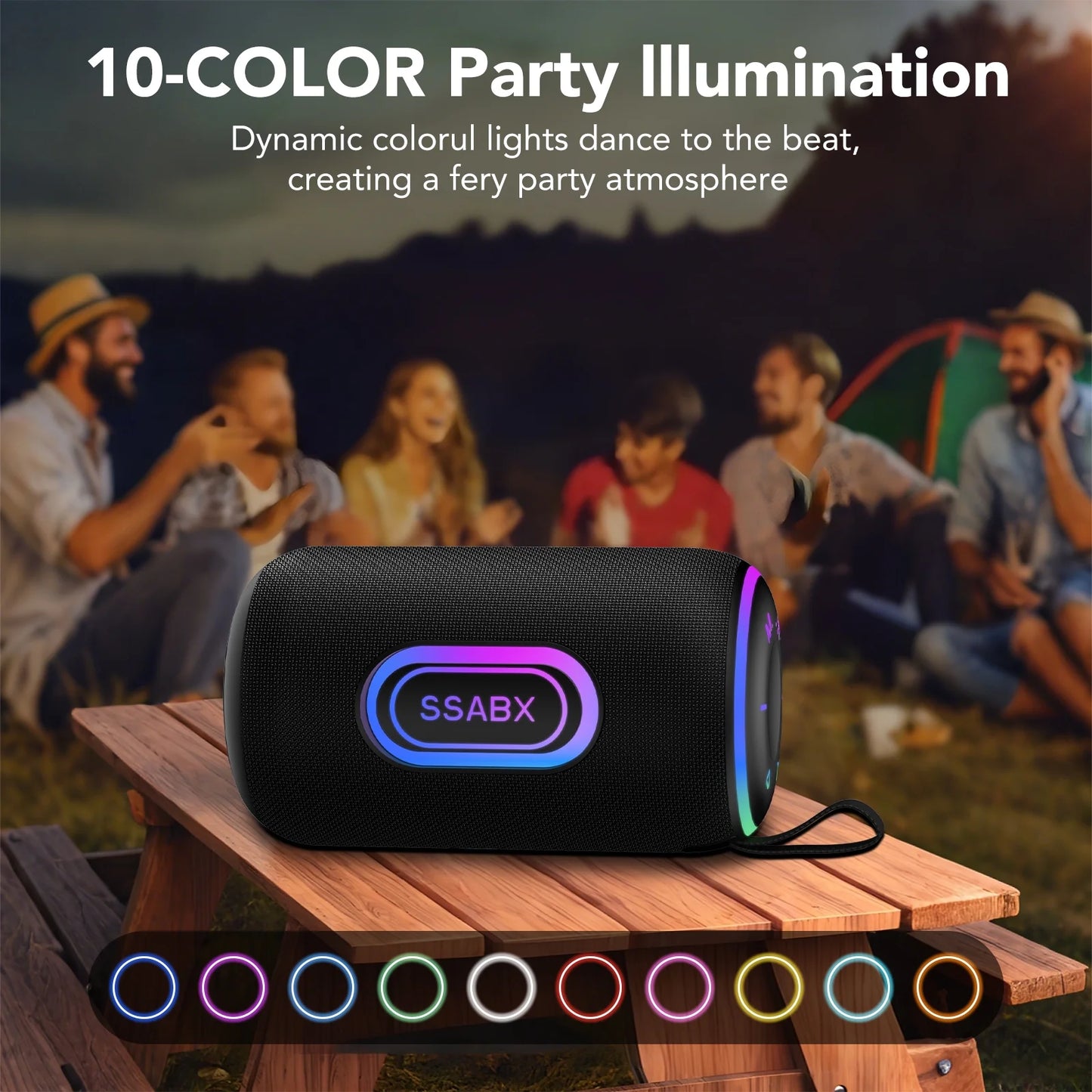Experience Ultimate Sound with Our IPX7 Waterproof Portable Bluetooth Speaker - 35W Stereo Sound, 30 Hours Playtime, and Dynamic RGB Lights for Your Outdoor Adventures and Parties!