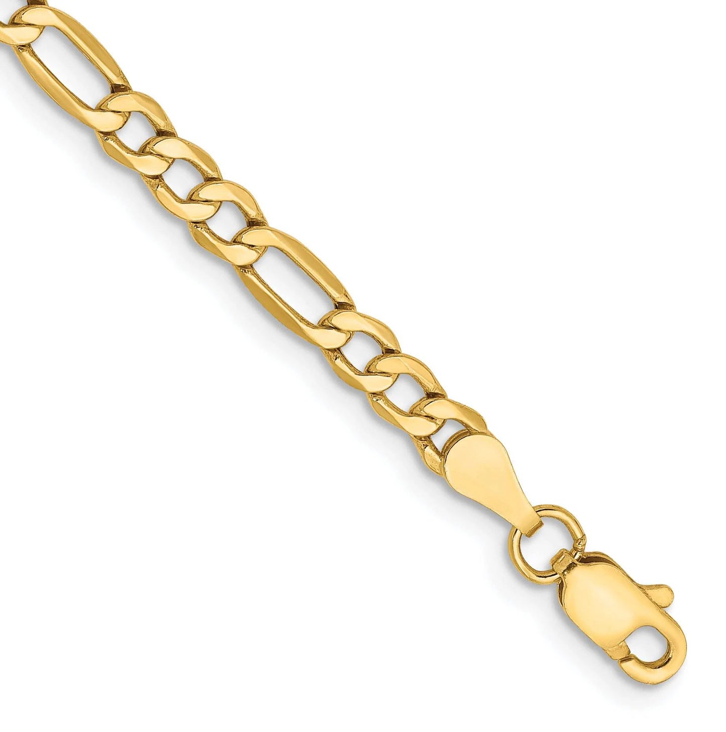 14 Karat Yellow Gold 3.5Mm Semi Solid Figaro Chain Bracelet