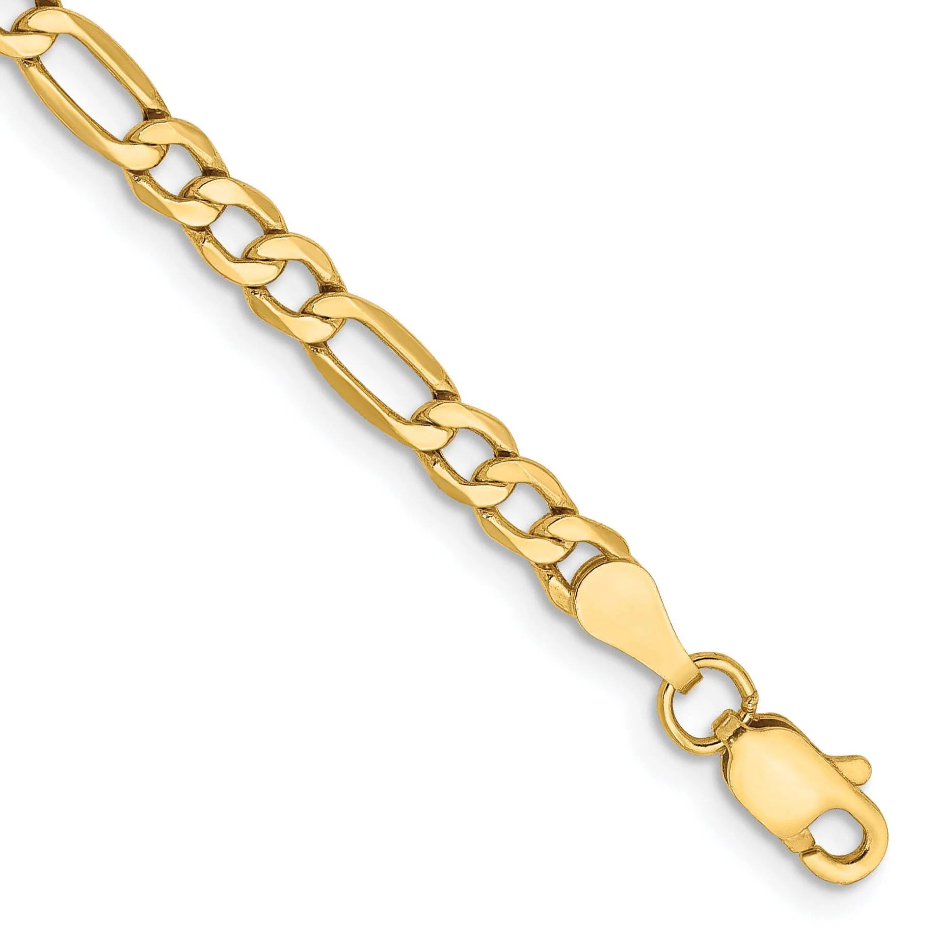 14 Karat Yellow Gold 3.5Mm Semi Solid Figaro Chain Bracelet