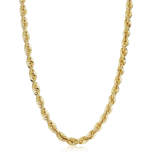 Kooljewelry Solid 14K Yellow Gold Filled Rope Chain Necklace (6 Mm, 22 Inch)