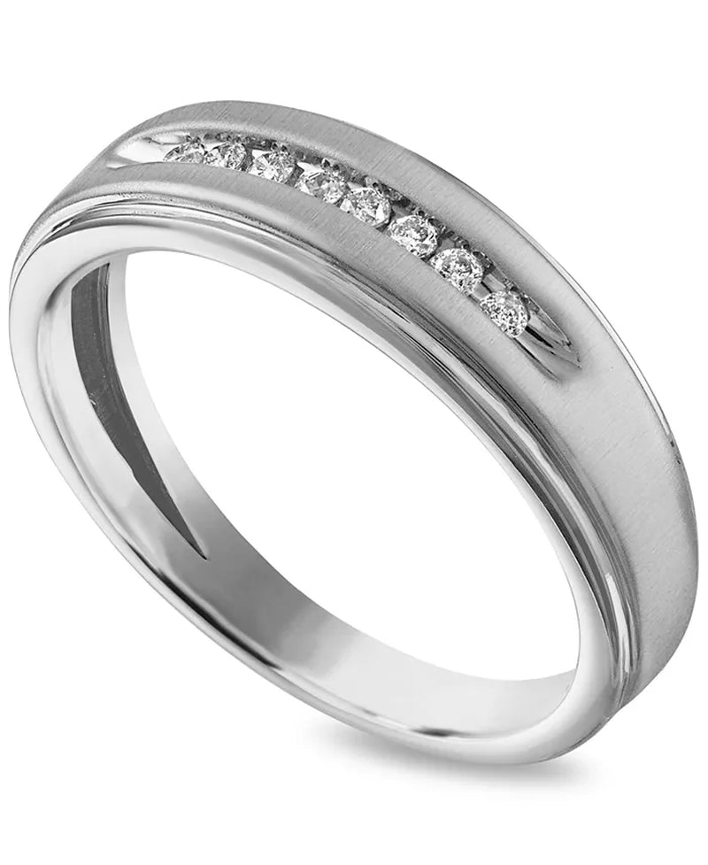 Men'S Diamond Band (1/10 Ct. T.W.) in 10K Yellow Gold or 10K White Gold