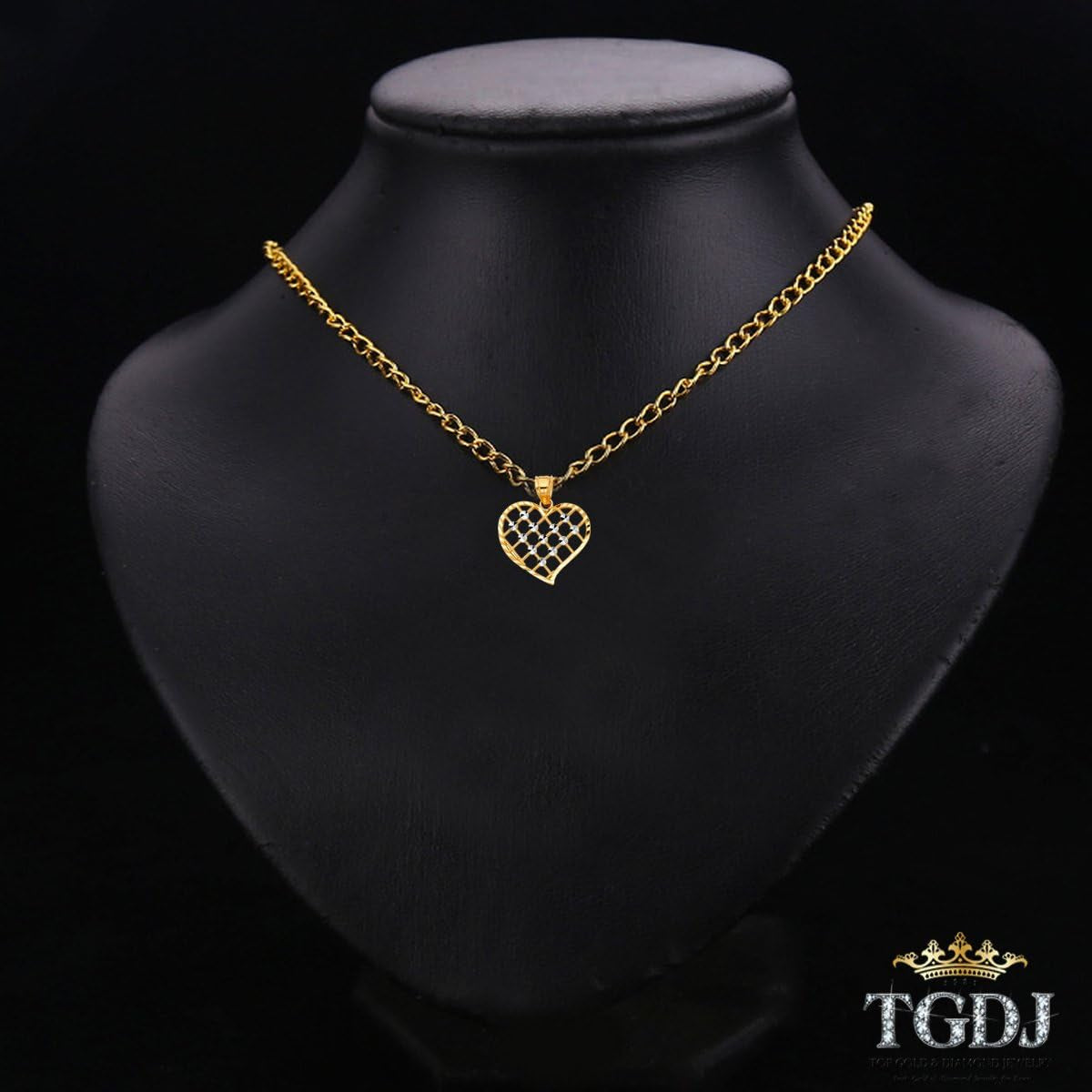 14K Real Gold Two Tone Heart Shaped Charm Pendant