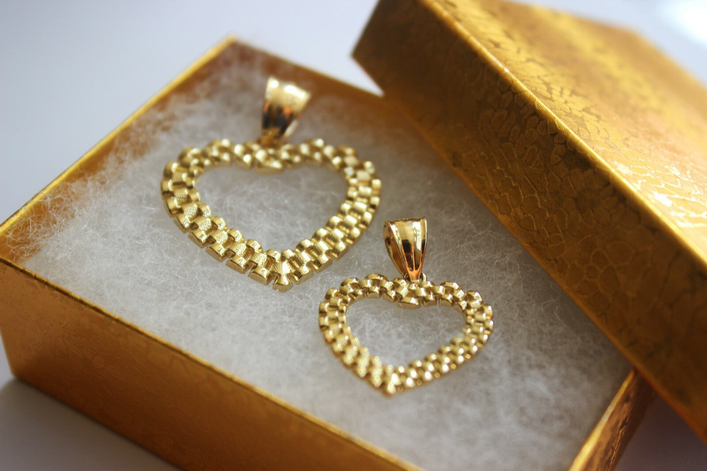Stunning 10K Solid Yellow Gold Heart Pendants - Available in 2 Sizes!
