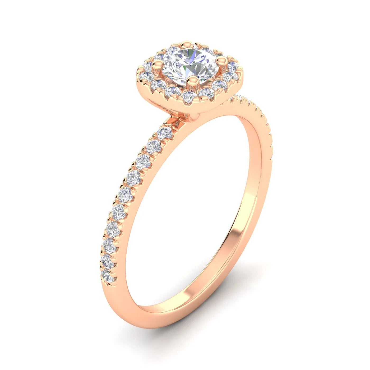 1/2Ctw Diamond Halo Engagement Ring in 10K Rose Gold