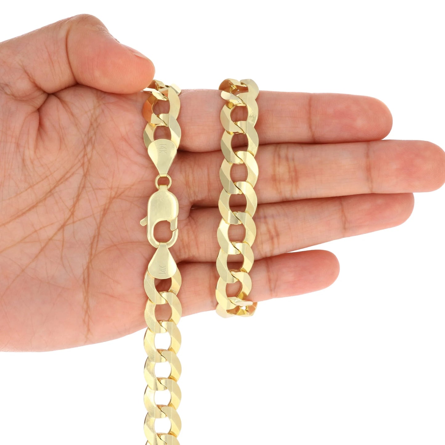 Exquisite 14K Solid Yellow Gold Cuban Curb Link Bracelet for Men - 11.5mm Width, 7.5"-9" Length, Italian Craftsmanship