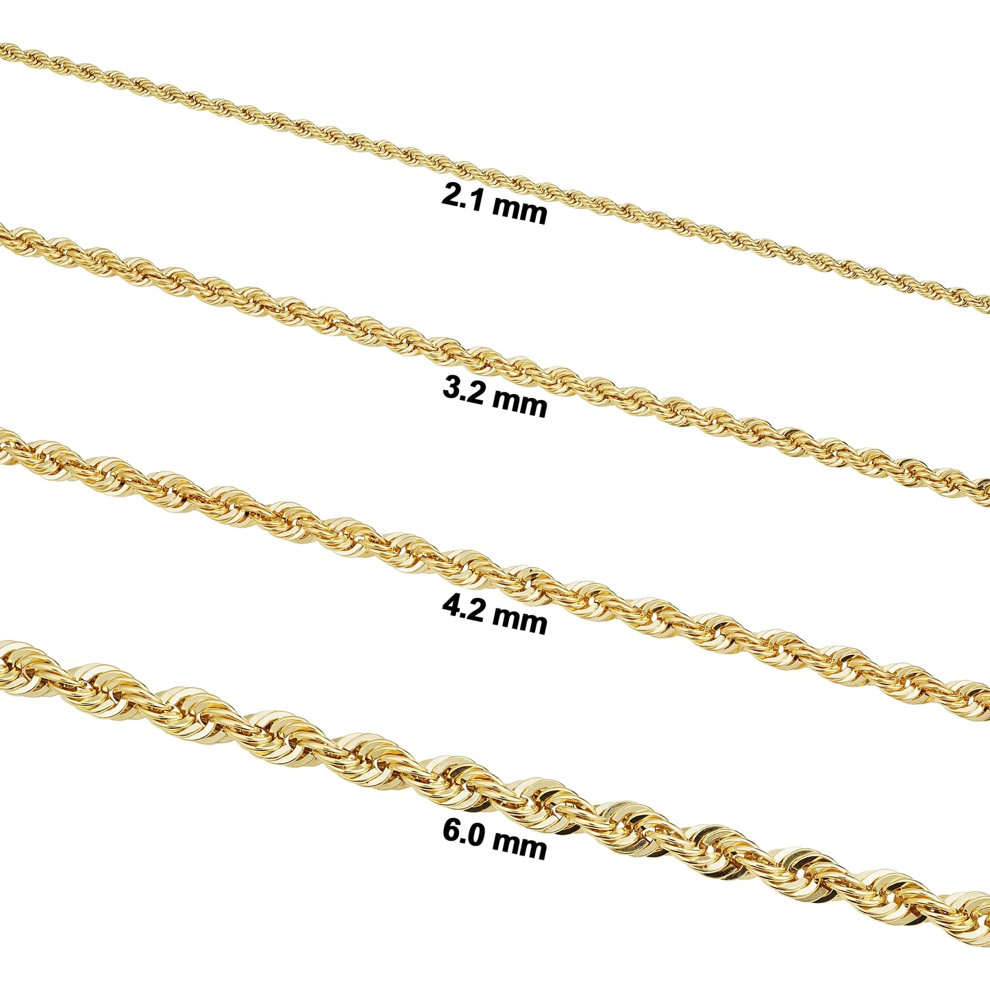 Kooljewelry Solid 14K Yellow Gold Filled Rope Chain Necklace (6 Mm, 22 Inch)