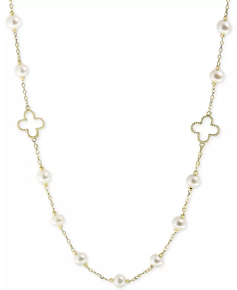 Pearl by EFFYÂ® White Cultured Freshwater Pearl (6Mm) 32" Statement Necklace in 14K Gold
