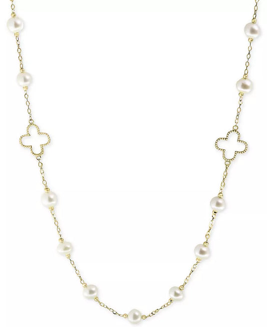 Pearl by EFFYÂ® White Cultured Freshwater Pearl (6Mm) 32" Statement Necklace in 14K Gold