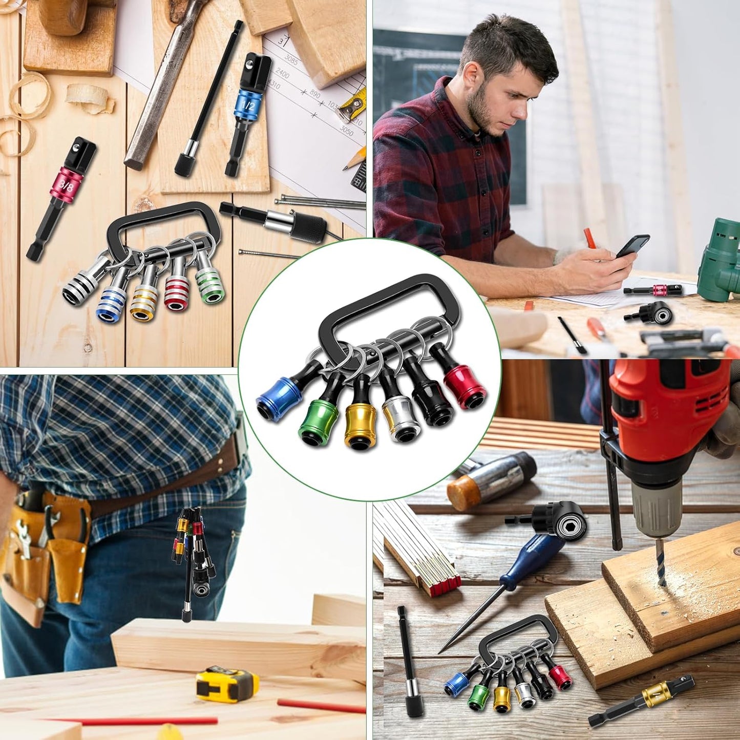 Unlock your DIY potential with this 18PCS Bit Holder Keychain Set! Perfect for men who love gadgets, it includes a Right Angle Drill Adaptor and multiple socket adapters for all your projects! 🛠️🔧 #DIY #Gadgets #ToolKit
