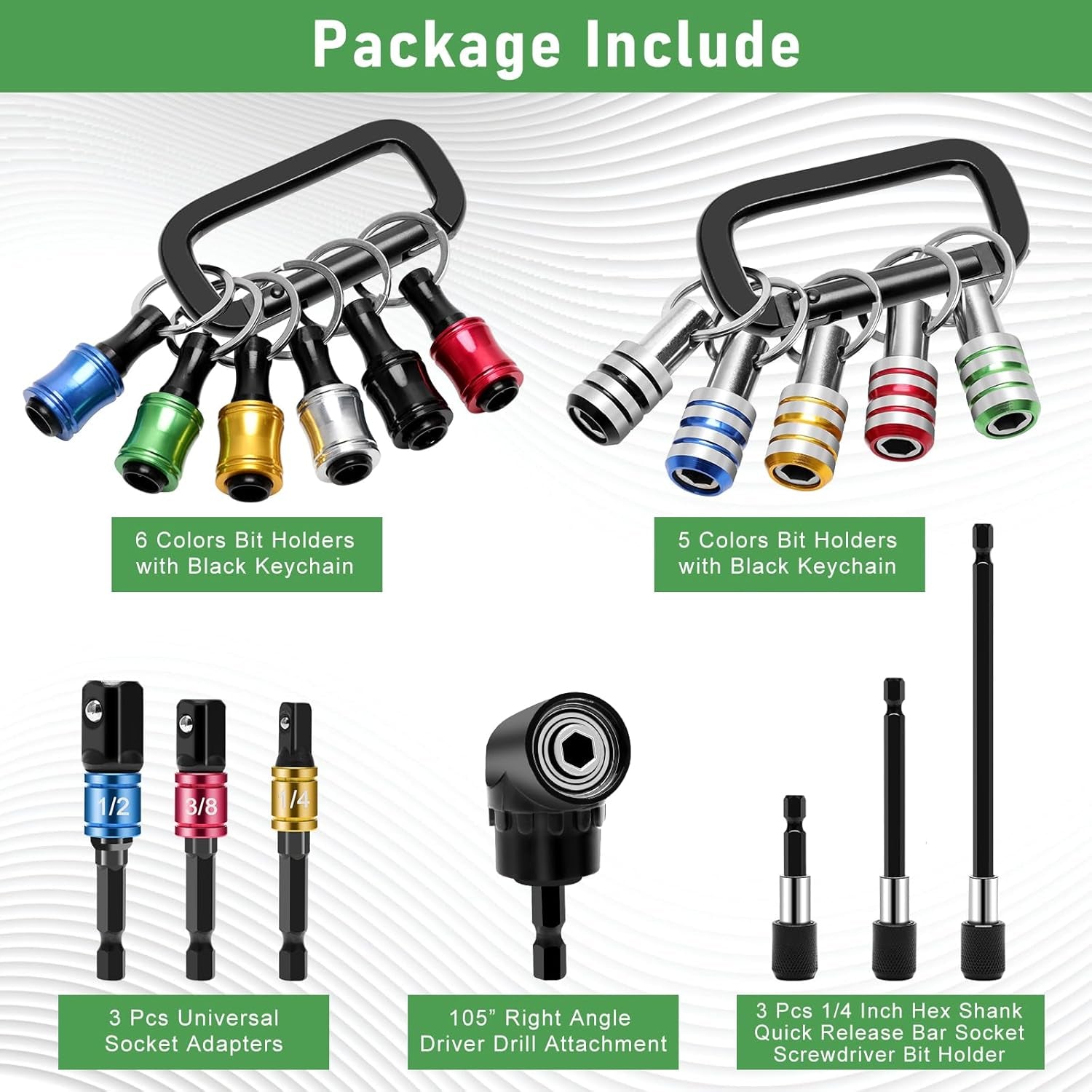 Unlock your DIY potential with this 18PCS Bit Holder Keychain Set! Perfect for men who love gadgets, it includes a Right Angle Drill Adaptor and multiple socket adapters for all your projects! 🛠️🔧 #DIY #Gadgets #ToolKit