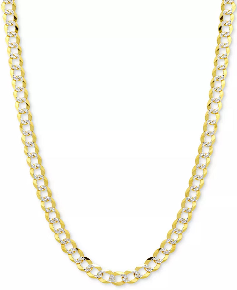 20" Two-Tone Open Curb Chain Necklace (5-3/4Mm) in Solid 14K Gold & White Gold
