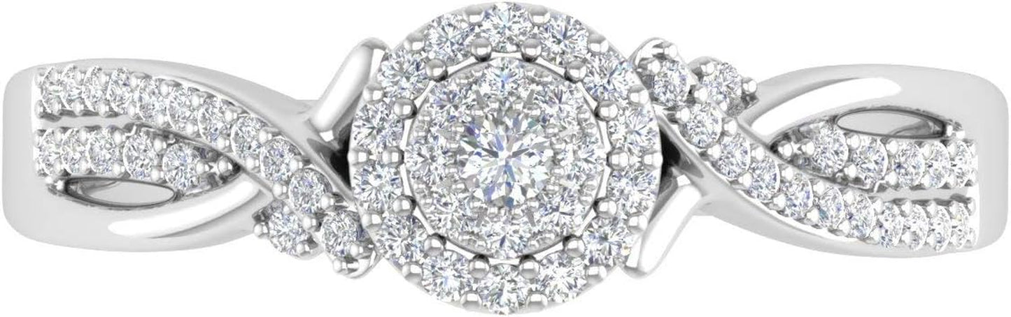 1/4 Carat round Diamond Engagement Ring in 10K Gold