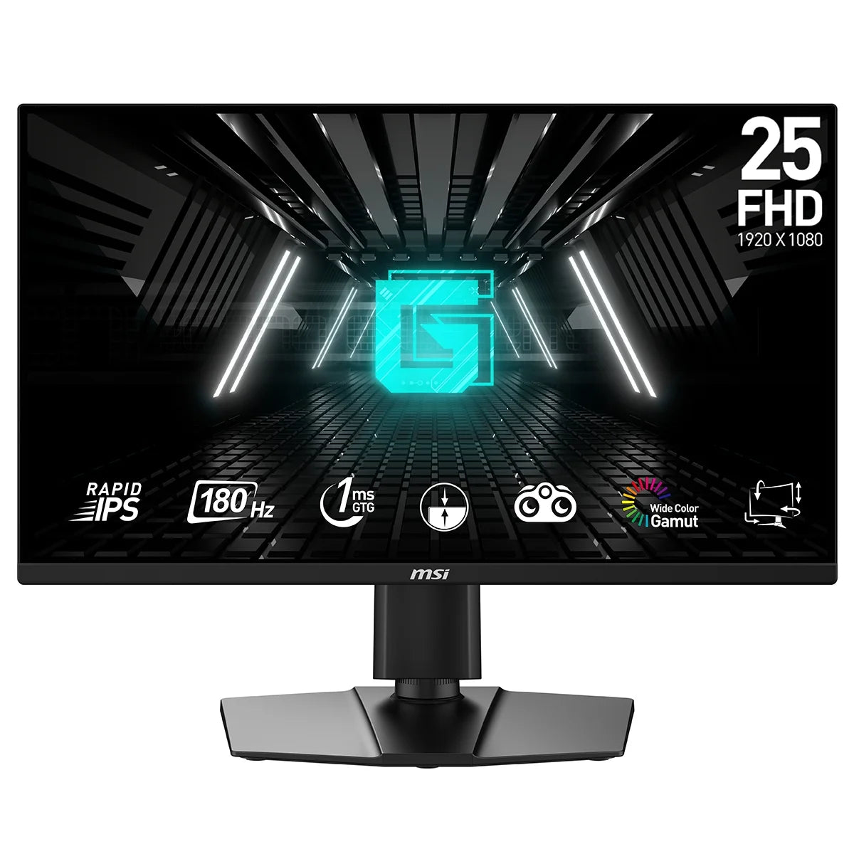 G255PF E2 24.5" 16:9 Full HD 180Hz Rapid IPS LCD Gaming Monitor, Metallic Black