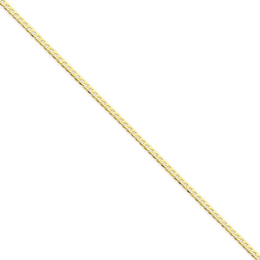 14 Karat Yellow Gold 2.2Mm Beveled Curb Chain