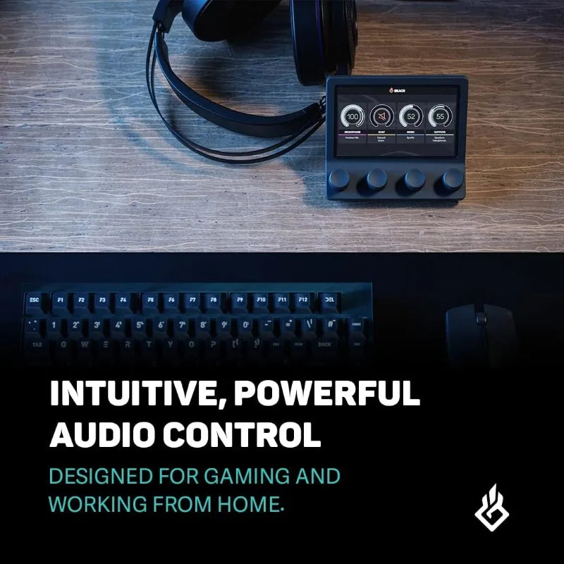 Windows and Macos Audio Mixer for Gaming or Work| 4-Channel Audio Control with 5" Full-Color Display & Precision Knobs