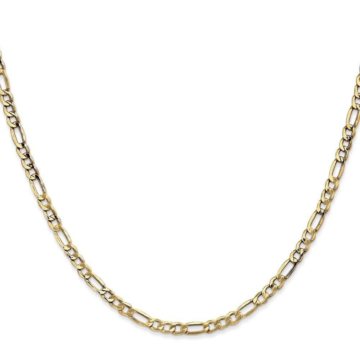 14 Karat Yellow Gold 3.5Mm Semi Solid Figaro Chain Bracelet