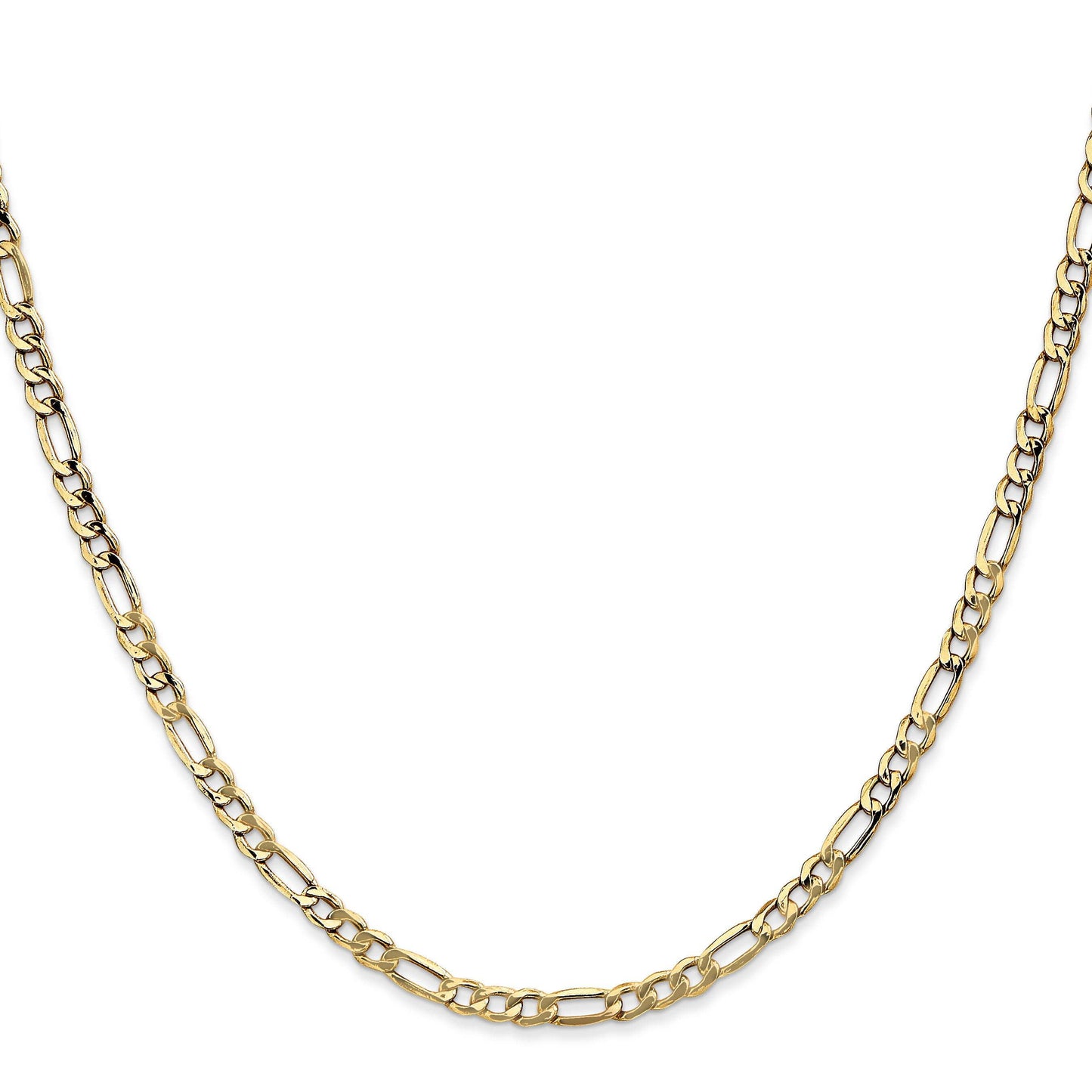 14 Karat Yellow Gold 3.5Mm Semi-Solid Figaro Chain