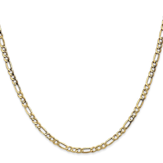 14 Karat Yellow Gold 3.5Mm Semi-Solid Figaro Chain