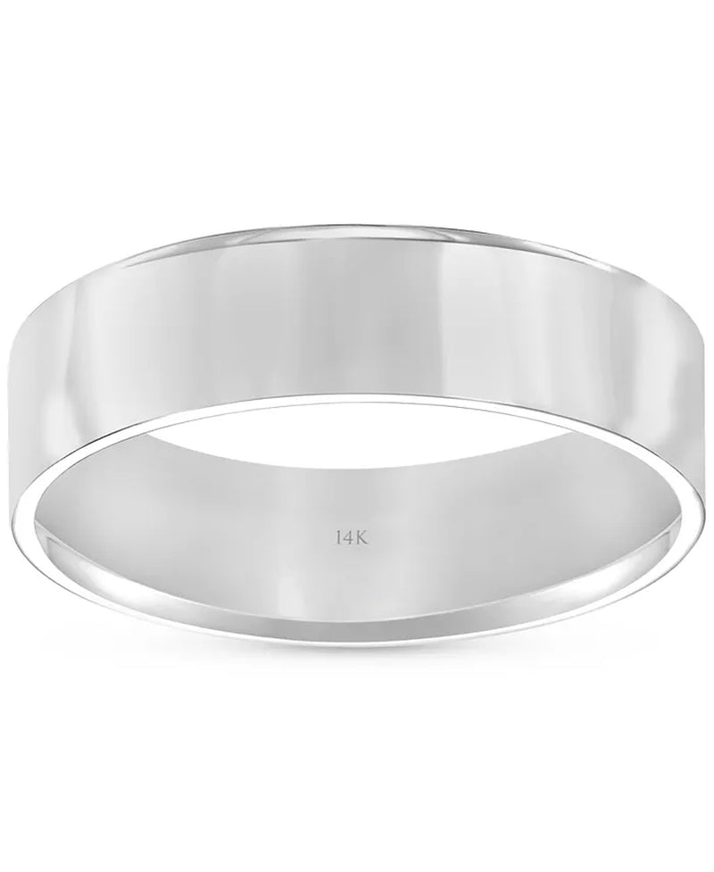 Elegant 14K Gold Men's Comfort Fit Wedding Band - Flat Profile Design