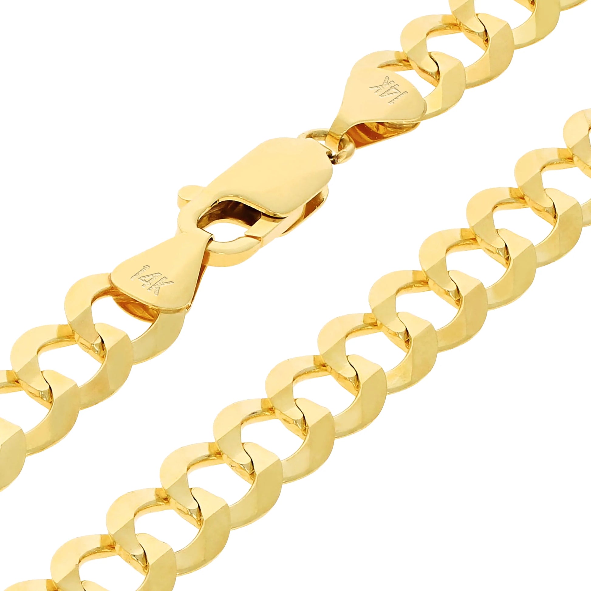 Luxurious 14K Solid Yellow Gold Cuban Curb Link Bracelet for Men - 8mm Width and Adjustable Length from 7" to 9" - Exquisite Italian Craftsmanship