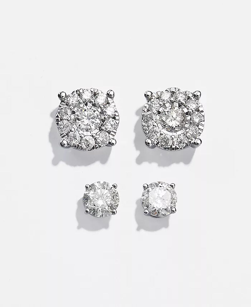Diamond Halo Stud Earrings (1 Ct. T.W.) in 14K Gold, White Gold or Rose Gold