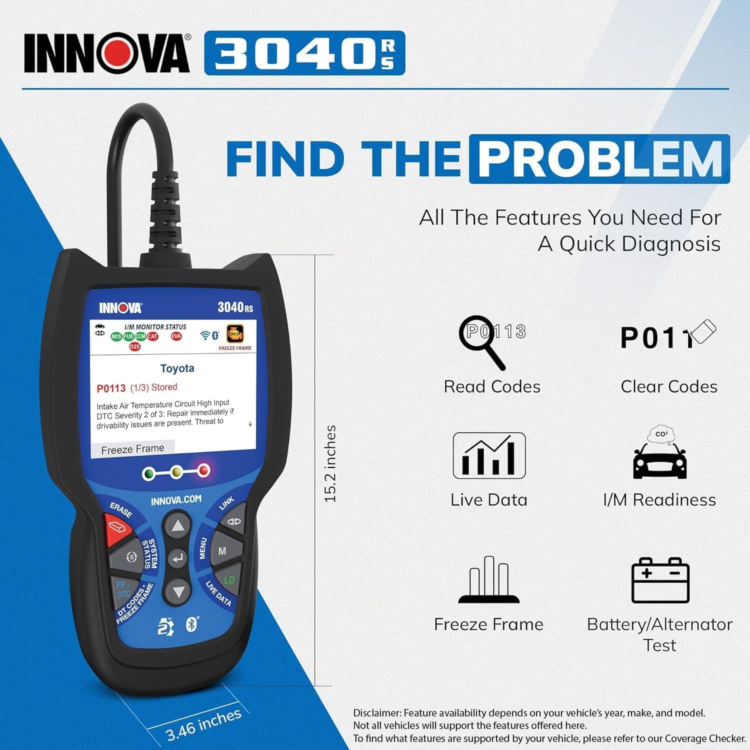 Unlock Your Car's Secrets with the 3040RS OBD2 Scanner! 🚗💡 Get Live Data, Test Battery & Alt, Reset Lights, and Access Free Mechanic Tips & Estimates! 🔧✨ Upgrade & Stay Updated for Free!