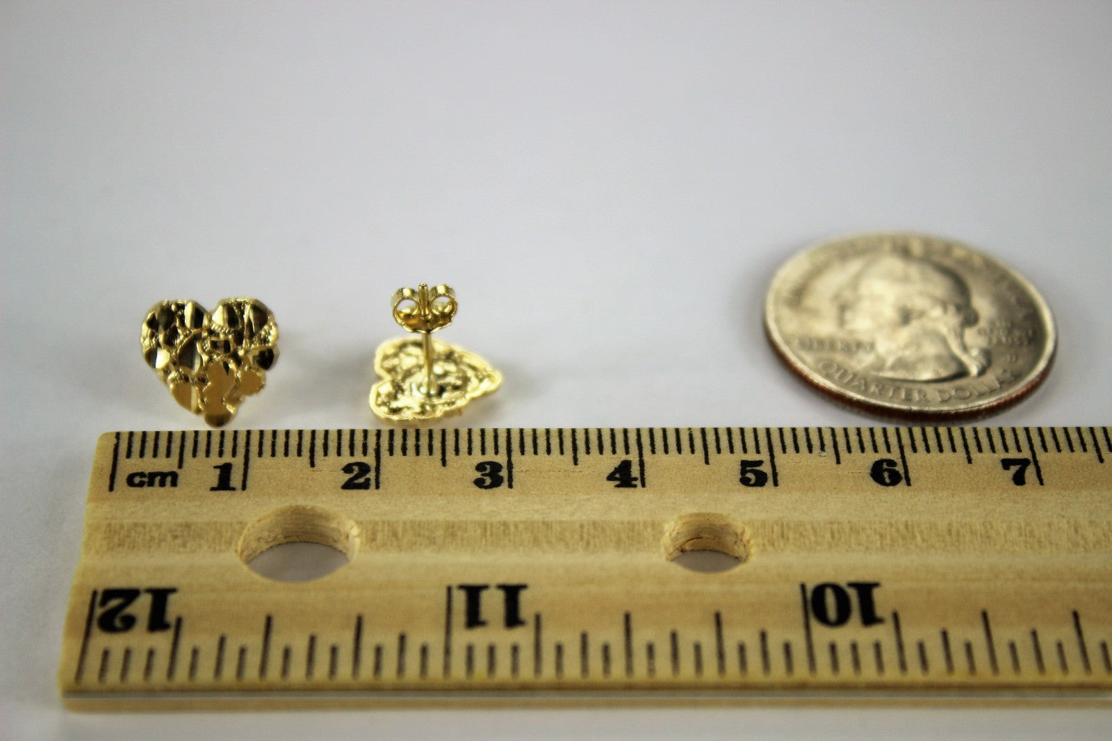 Stunning 10K Yellow Gold Heart Nugget Earrings with Sparkling Diamond Cut - Available in 2 Sizes!