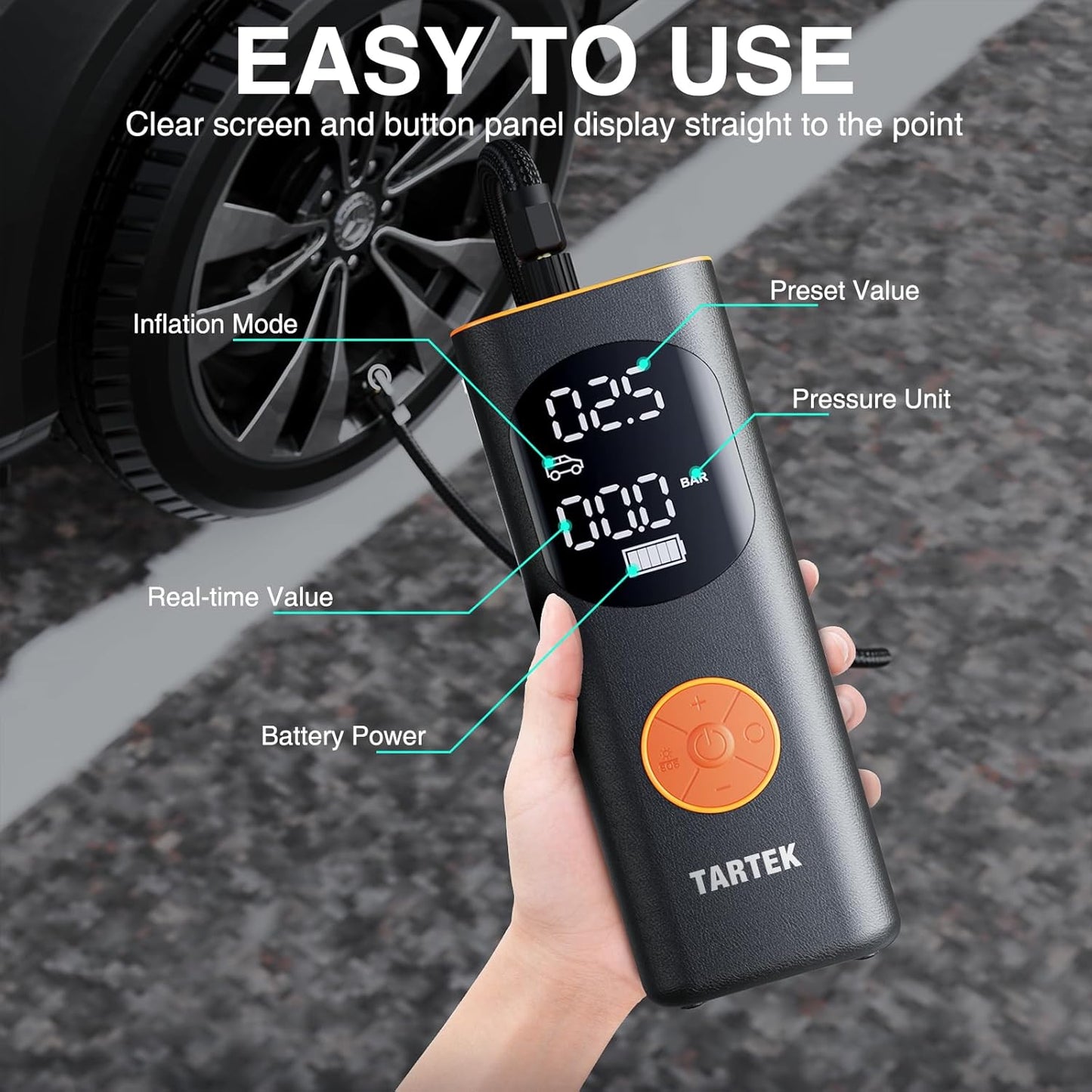 Get back on the road in no time with our Portable Tire Inflator! 💨 3X faster inflation, 160PSI power, and a sleek design for your car, motorcycle, and bike. 🏍️🚴‍♂️ Plus, it comes with a digital screen and carrying case! #TireInflator #RoadTripEssentials