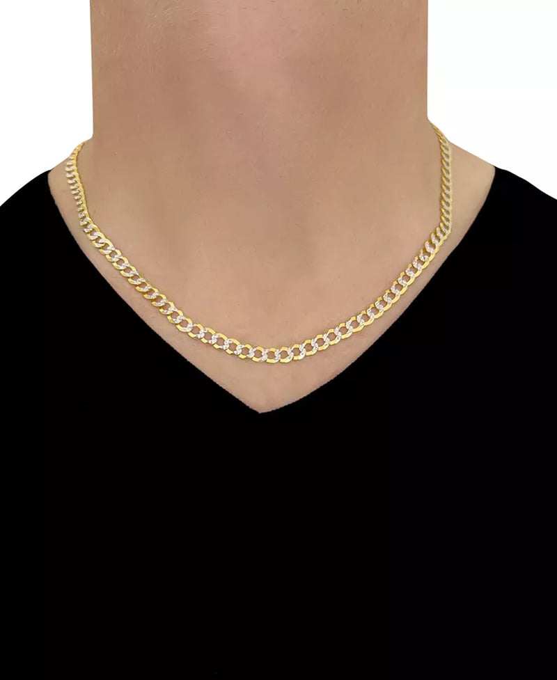 20" Two-Tone Open Curb Chain Necklace (5-3/4Mm) in Solid 14K Gold & White Gold