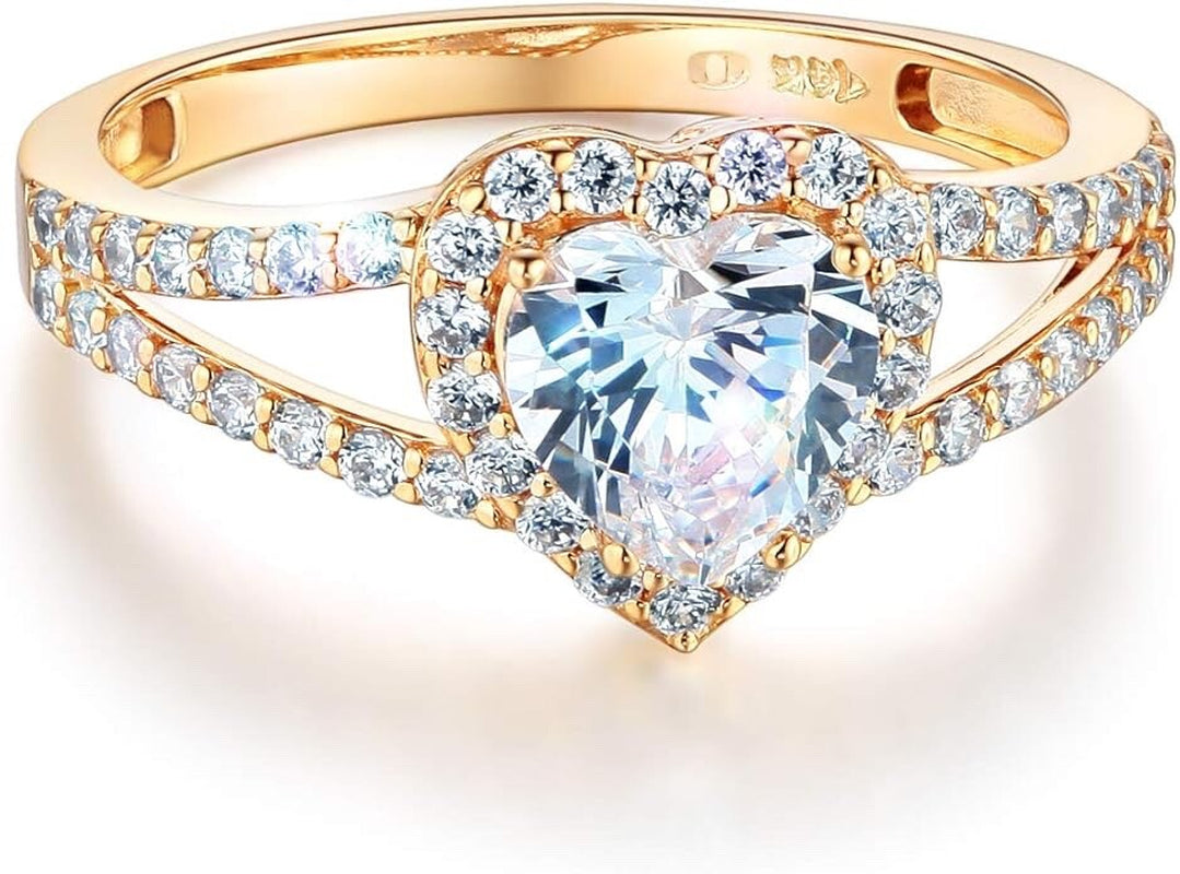 1.90 Ct Heart Shape Halo Solid 14K Yellow Gold Engagement Wedding Promise Ring