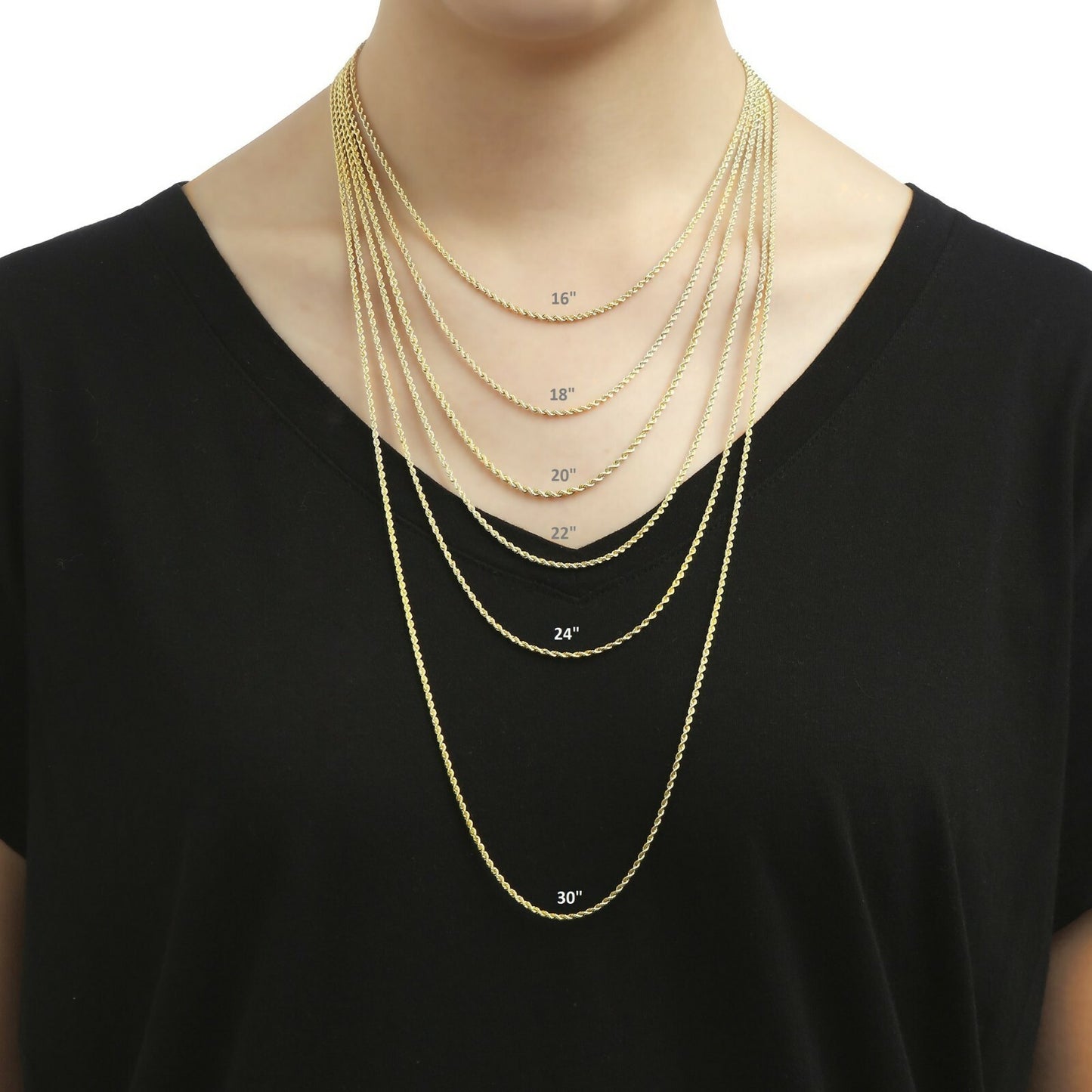 14K Solid Yellow Gold Rope Chain Necklace - 18" of Pure Luxury Guaranteed