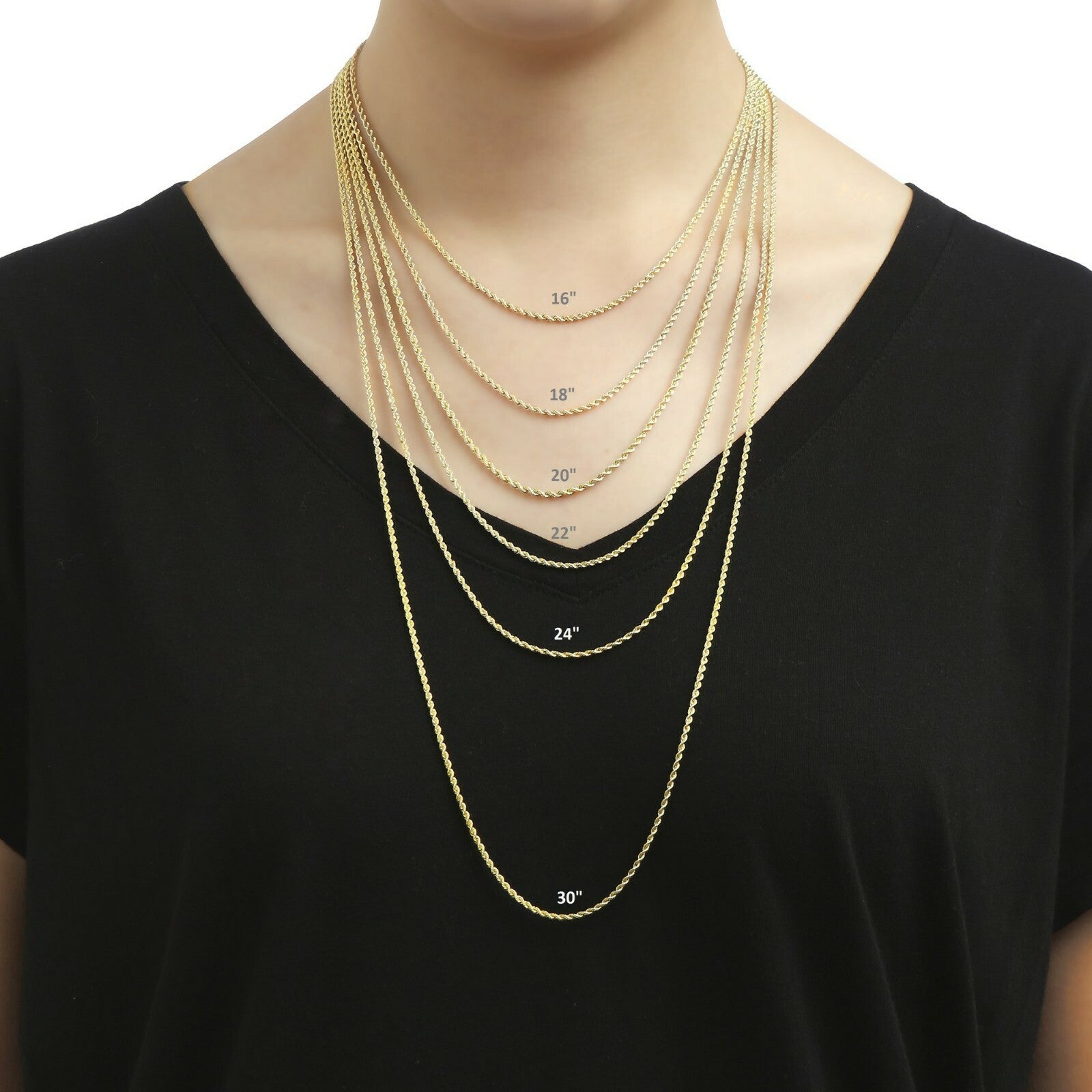 14K Solid Yellow Gold Rope Chain Necklace - 18" of Pure Luxury Guaranteed