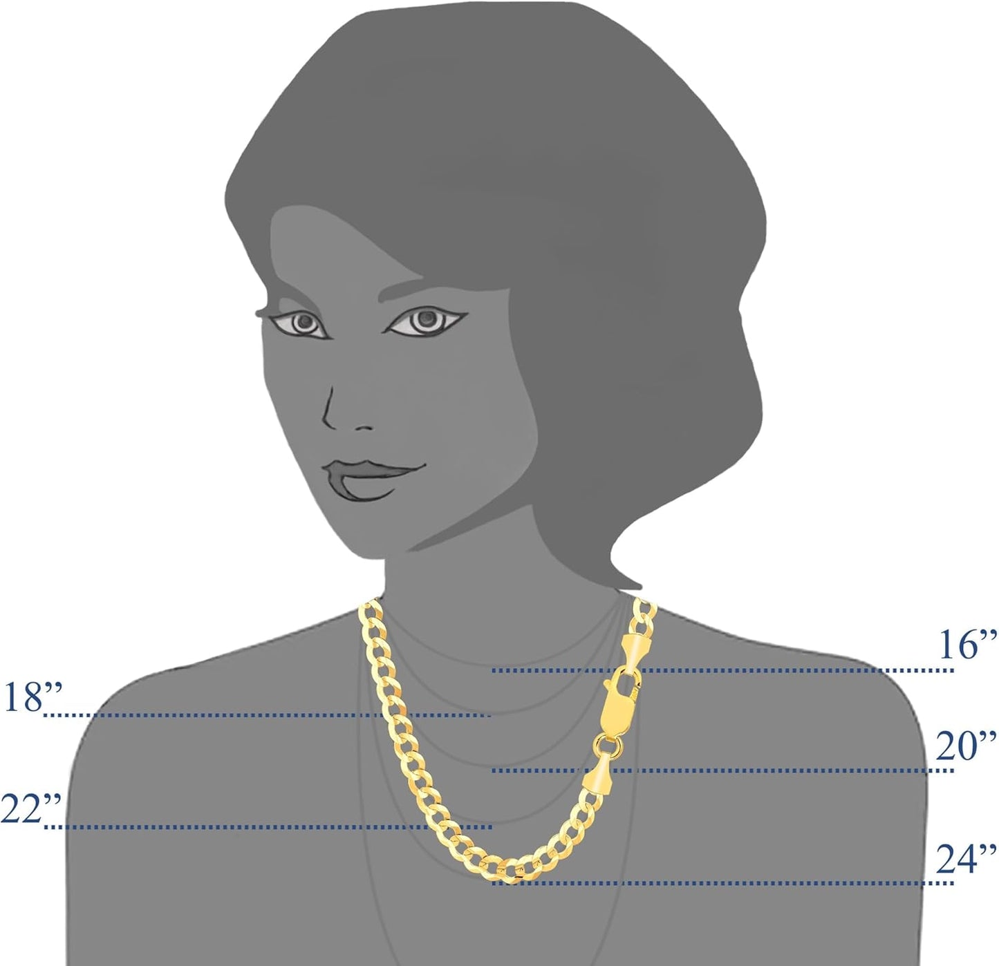 10K Yellow Gold Comfort Curb Chain Necklace, 5.7Mm