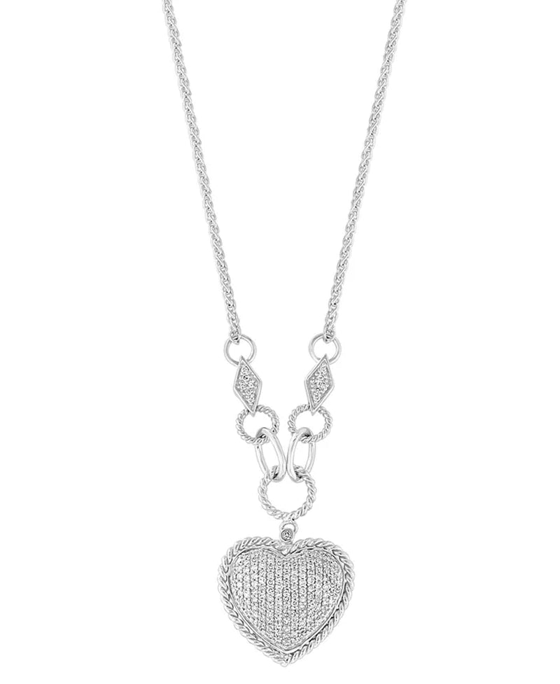 D'Oro by EFFY® Exquisite Diamond Pavé Heart Pendant in 14K Gold or Rose Gold - A Touch of Elegance with 3/4 Ct. T.W. Diamonds