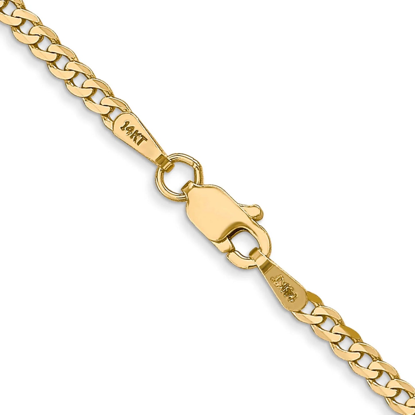 14 Karat Yellow Gold 2.2Mm Beveled Curb Chain