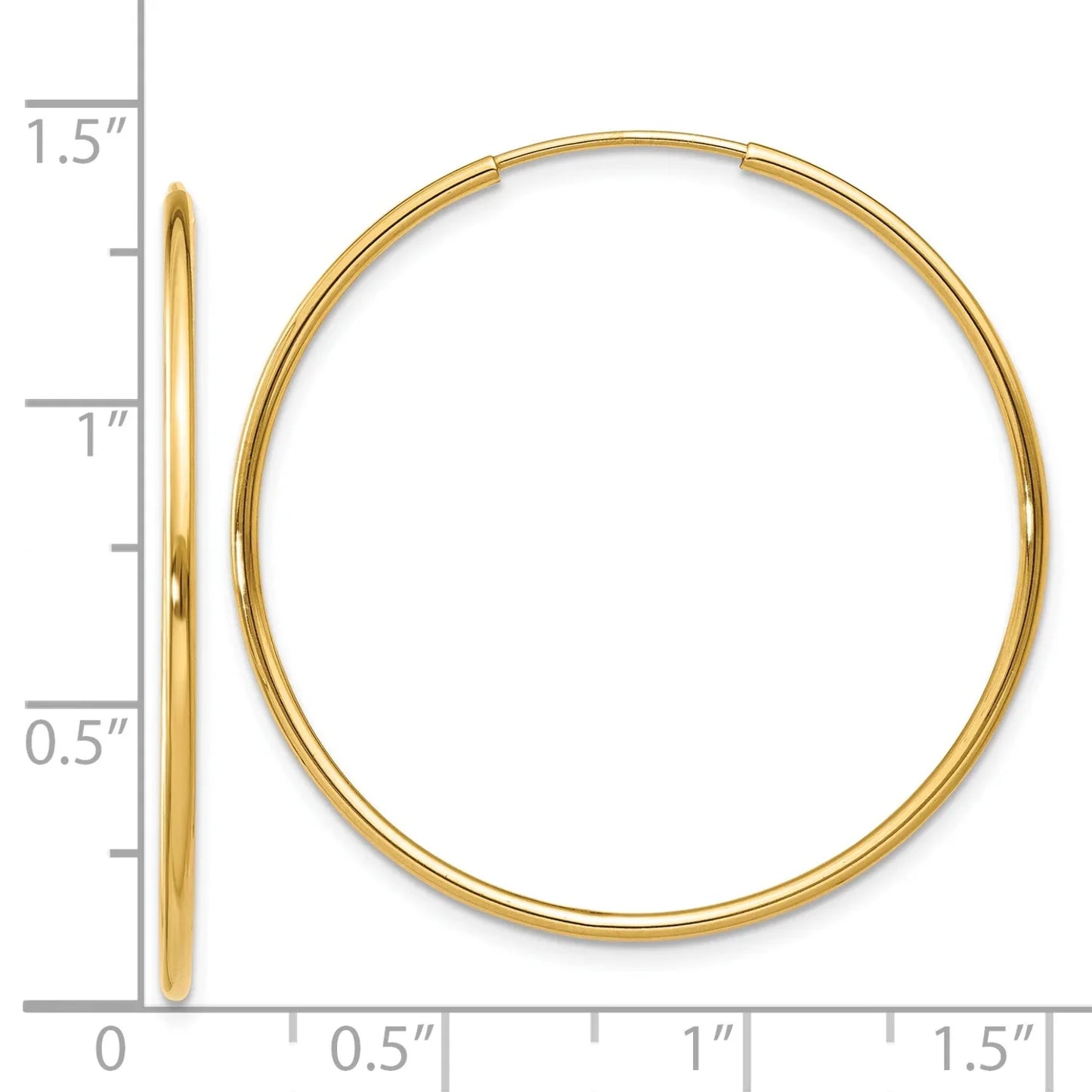 14K Yellow Gold 1.25Mm Endless Hoop Earring