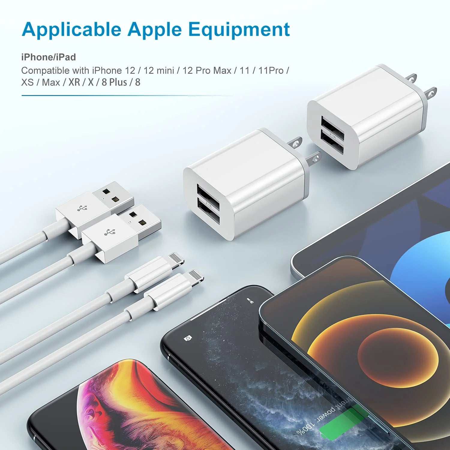 2 Pack Fast Charger, 24W PD USB C Wall Charger Adapter with 6FT and 10FT a to L Cable Compatible with Iphone Charger for Iphone 16，Iphone 15 ,Iphone 14 ，Iphone 13 ,Iphone 12