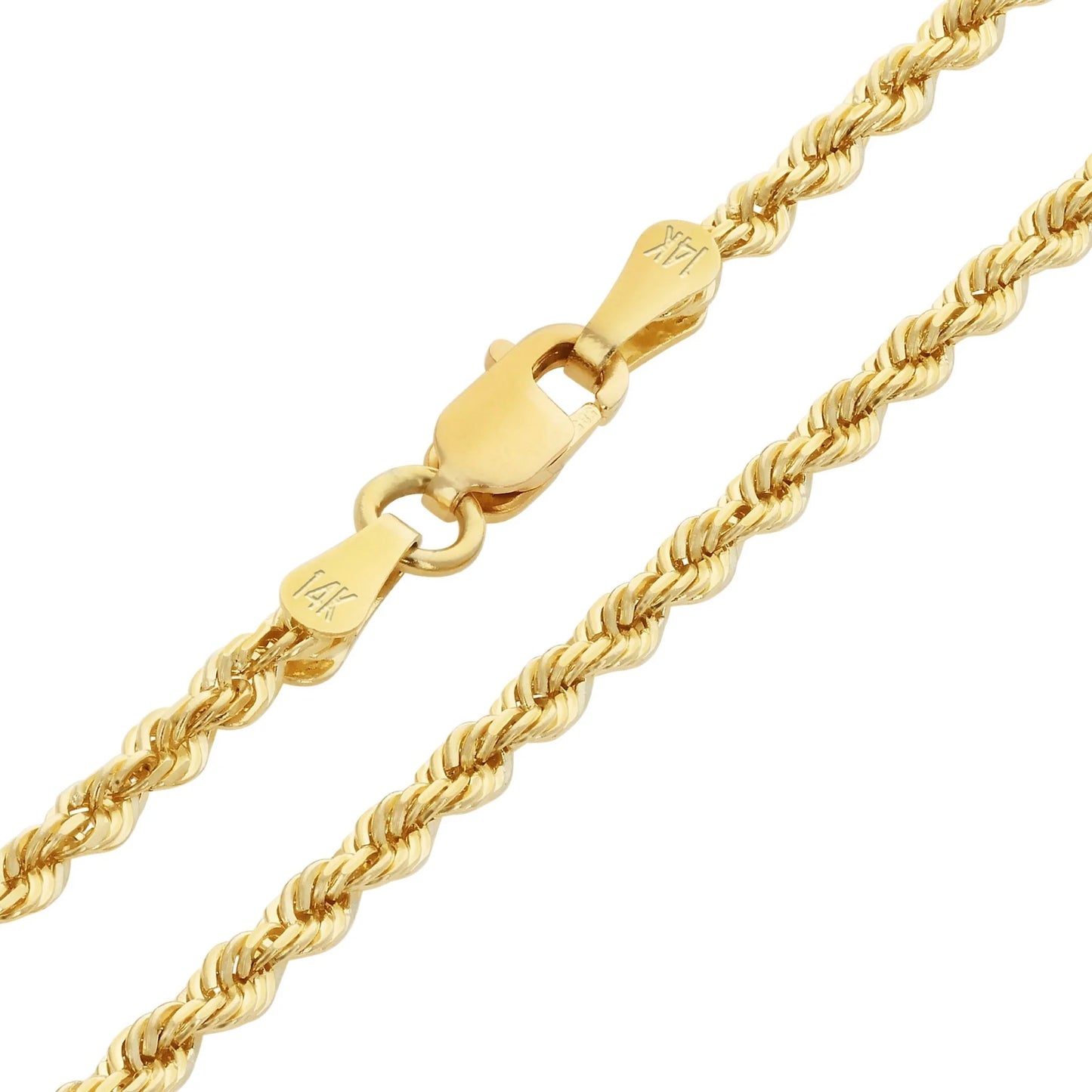 14K Real Yellow Gold 1.5Mm Solid Rope Chain Diamond Cut Bracelet or Anklet (7"-9") Italian Jewelry for Men & Women