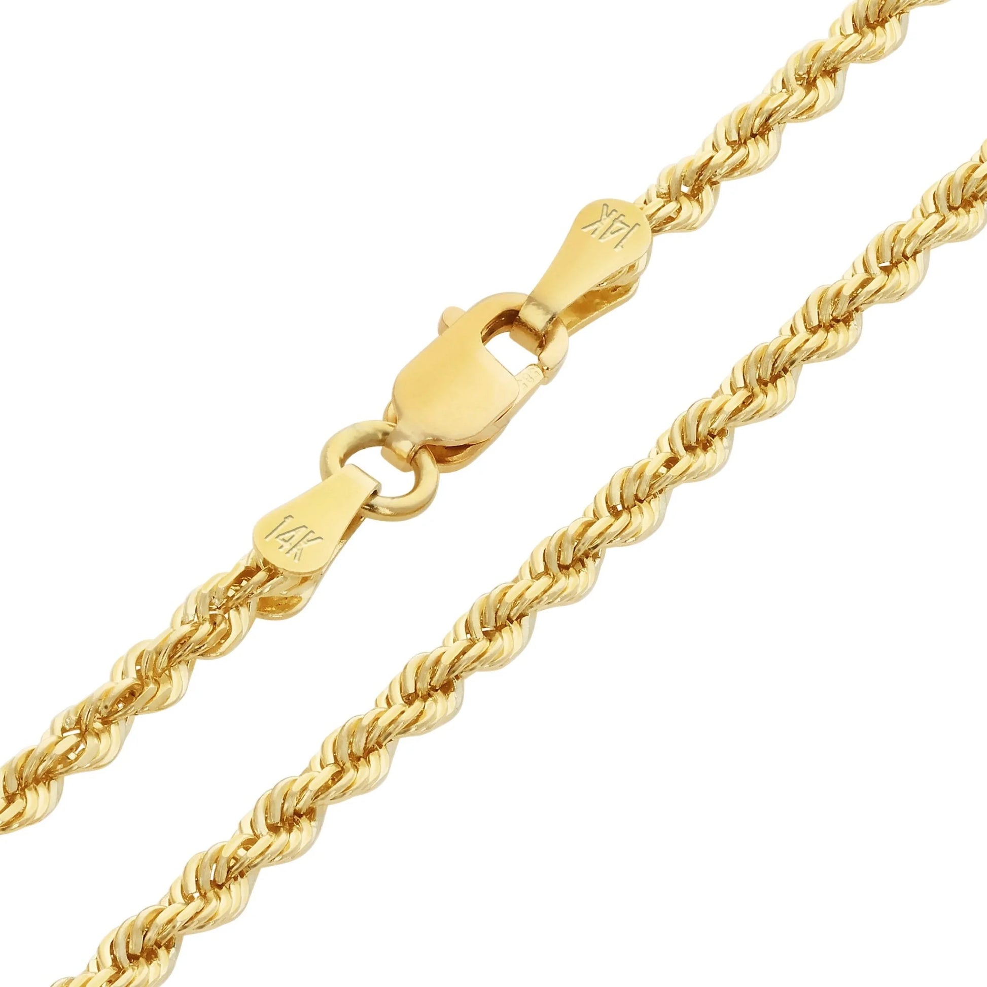 14K Real Yellow Gold 1.5Mm Solid Rope Chain Diamond Cut Bracelet or Anklet (7"-9") Italian Jewelry for Men & Women