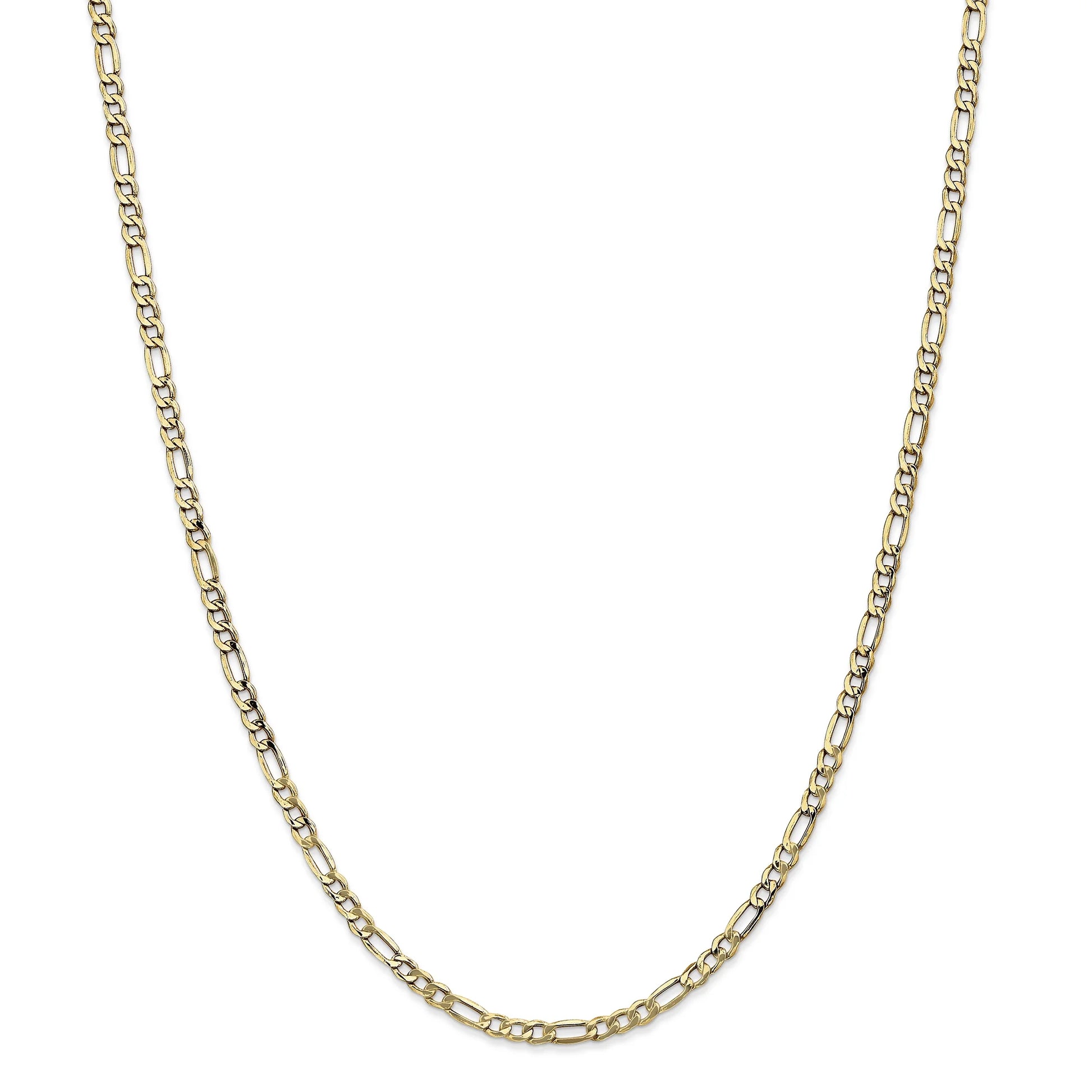 14 Karat Yellow Gold 3.5Mm Semi-Solid Figaro Chain