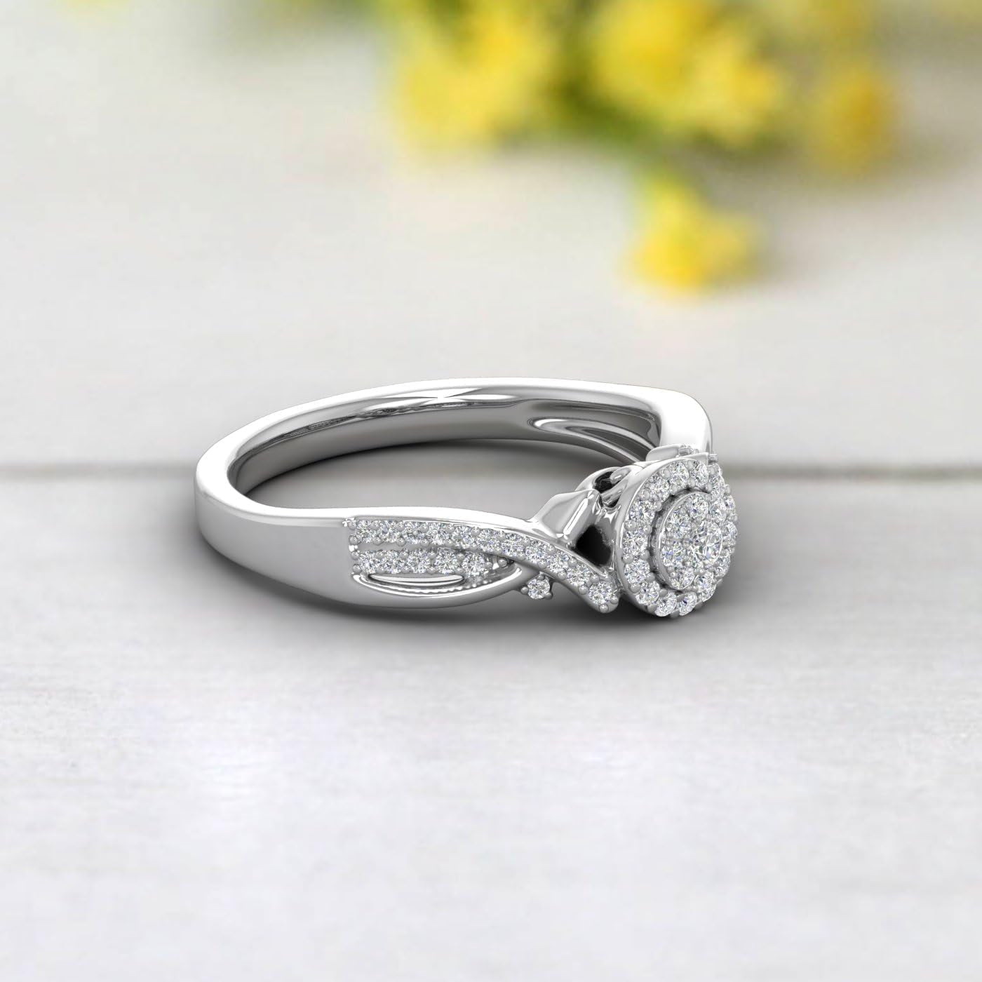 1/4 Carat round Diamond Engagement Ring in 10K Gold