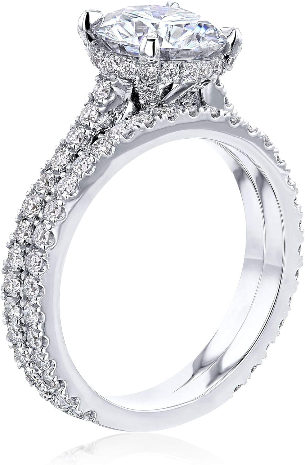 2Ct round Moissanite Fancy Hidden Halo Set