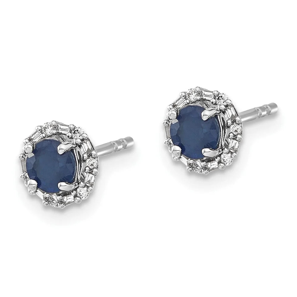 14 Karat White Gold Diamond and Sapphire Earrings