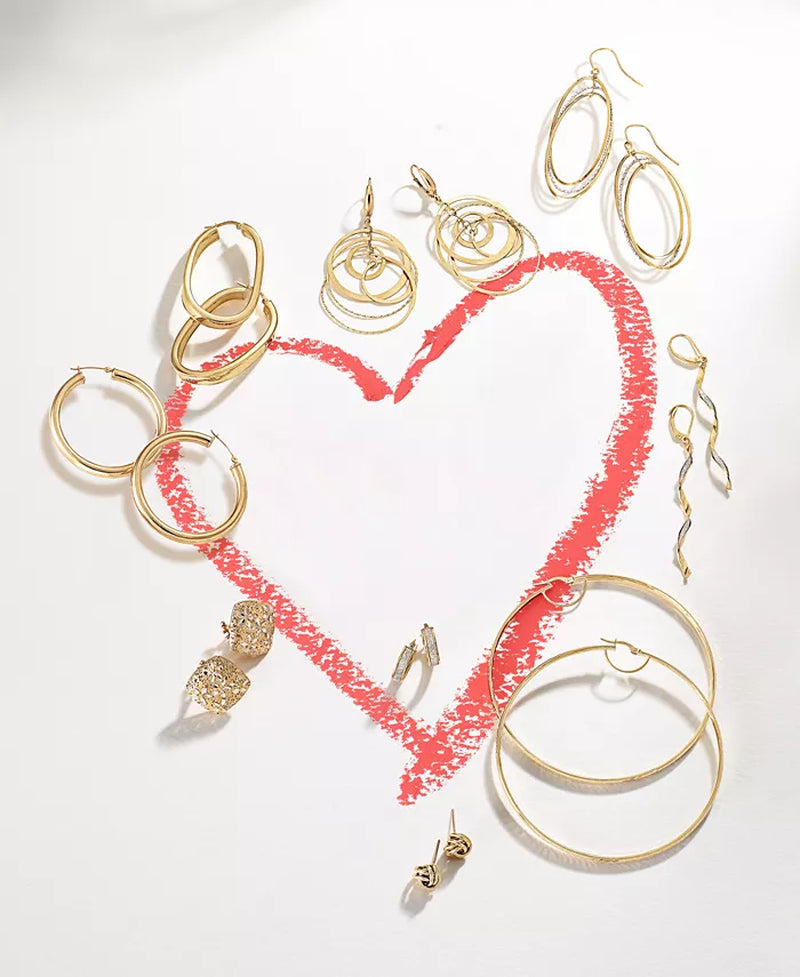 Glitter Hoop Earrings in 14K Rose Gold, White Gold or Gold