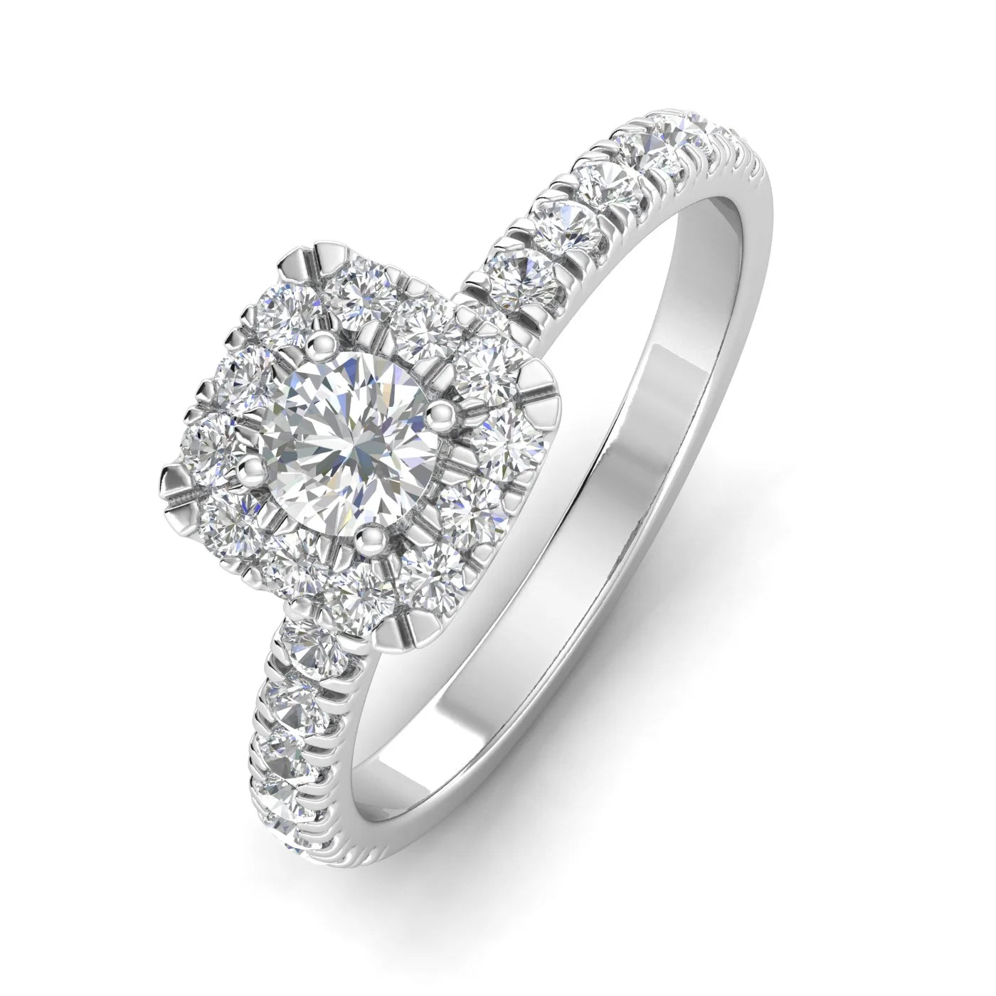 IGI Certified G/I2 1 Carat TW Diamond Halo Set Engagement Ring in 10K White Gold