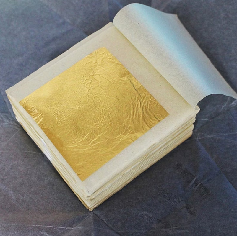 100 Sheets 24K Gold Leaf Sheets, Edible Gold Leaf Sheets
