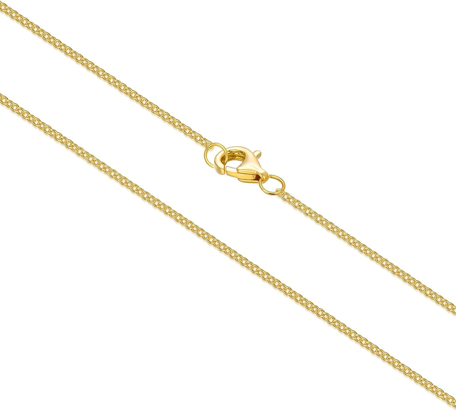 10K 14K 18K Real Gold Thin Gold Chain Necklace for Women, Classic Thin Cable Chain Necklace 1Mm, 1.2Mm, 1.35Mm, 1.6Mm, 1.75Mm Durable Strong Solid 14K Gold Chain Necklace Women