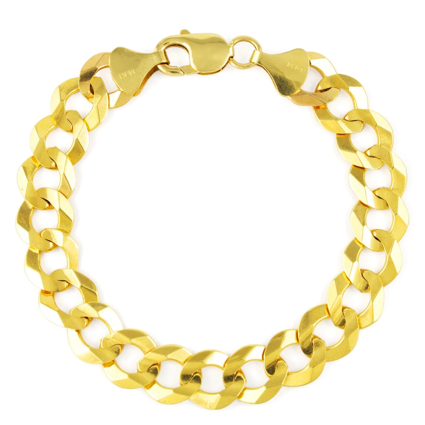 Exquisite 14K Solid Yellow Gold Cuban Curb Link Bracelet for Men - 11.5mm Width, 7.5"-9" Length, Italian Craftsmanship