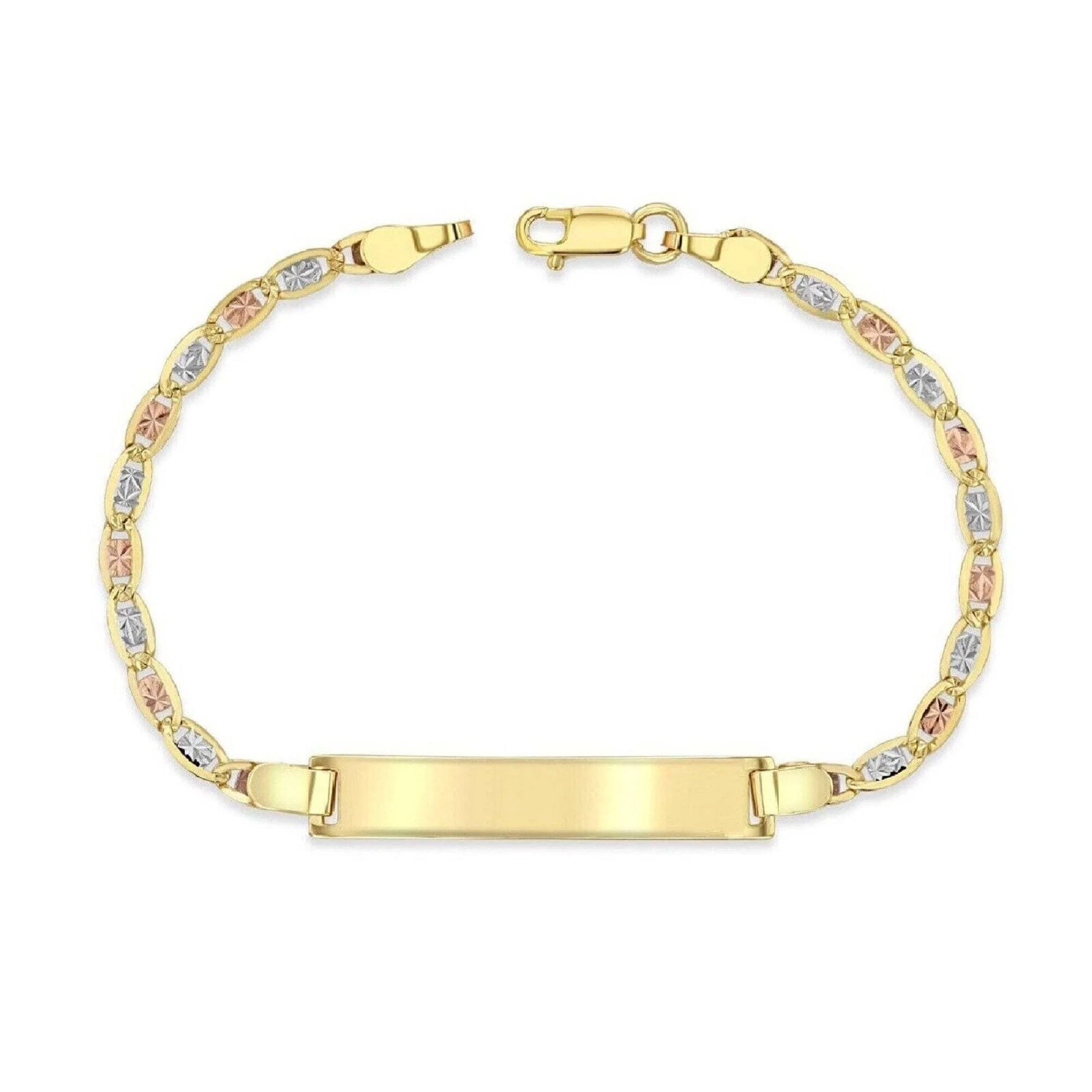 Stunning 14K Tri-Color Gold Baby ID Bracelet with FREE Engraving - Perfect Gift for Your Little One!